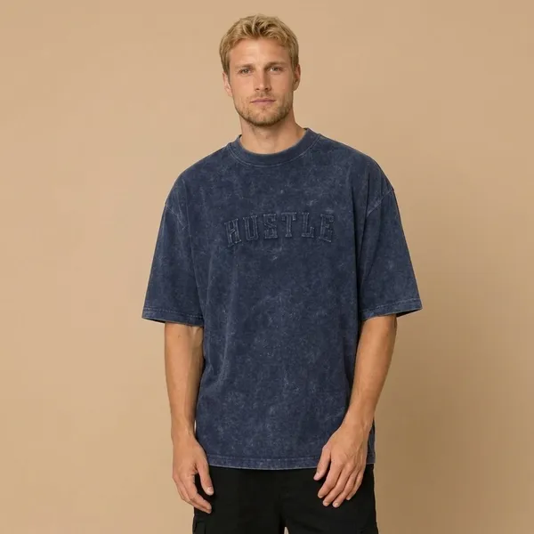 Navy_Blue_Cotton_Blend_Relaxed_Fit_Graphic_Print_Emboss_Down_Shoulder_T-Shirt_For_Men
