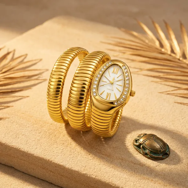Gold_Serpent_Wrap_Watch_White