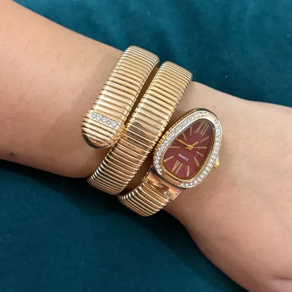 Gold_Serpent_Wrap_Watch_Red