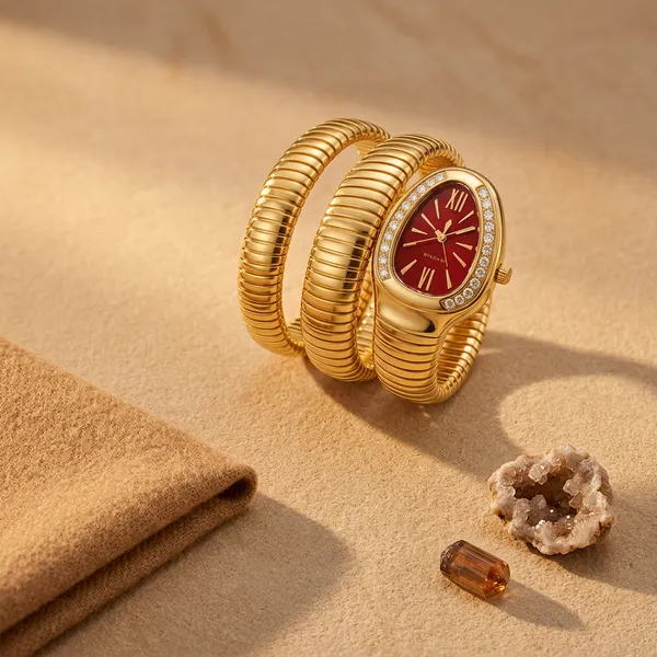 Gold_Serpent_Wrap_Watch_Red