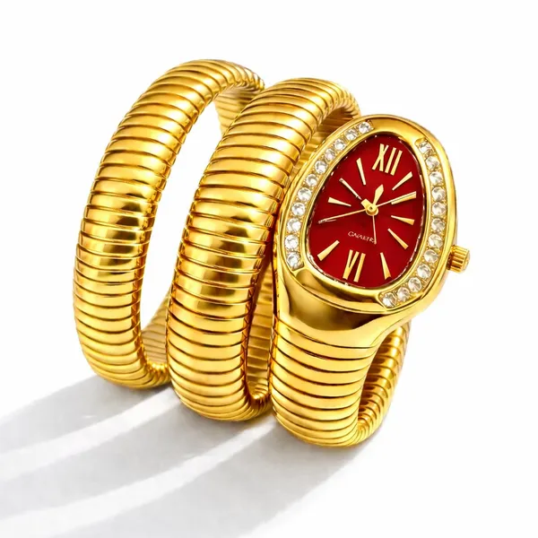 Gold_Serpent_Wrap_Watch_Red