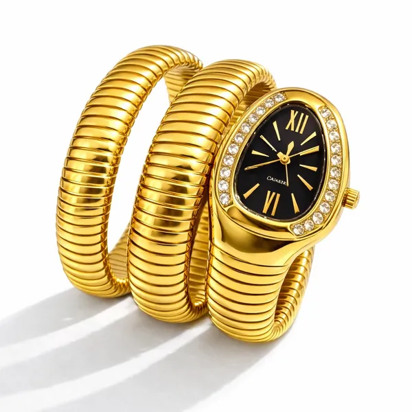 Gold_Serpent_Wrap_Watch_Black