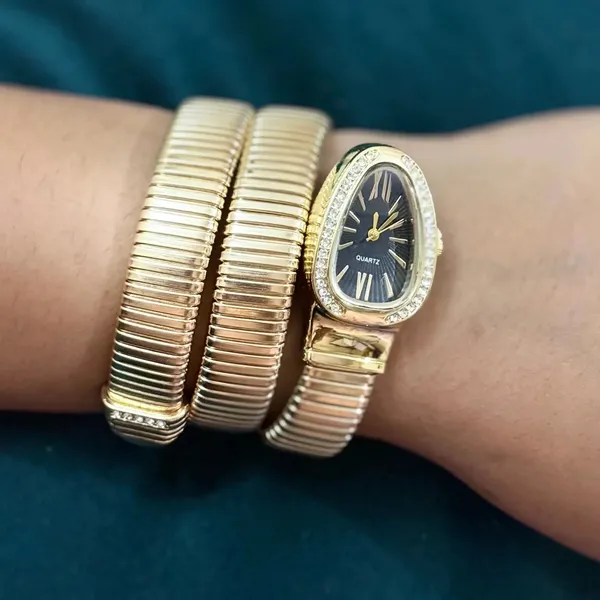 Gold_Serpent_Wrap_Watch_Black