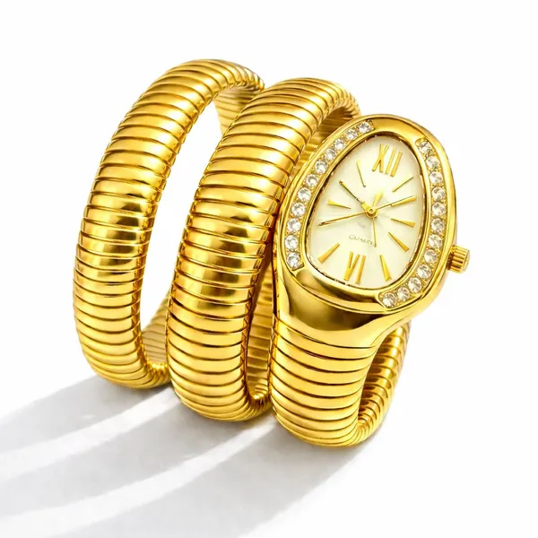 Gold_Light_Yellow_Serpent_Watch_Studded