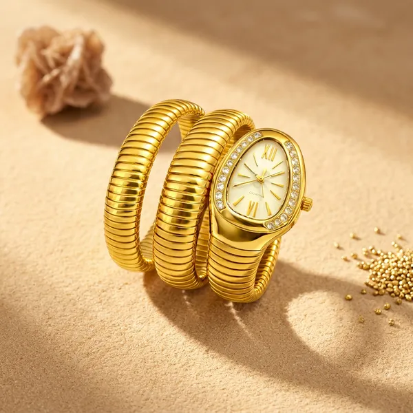 Gold_Light_Yellow_Serpent_Watch_Studded