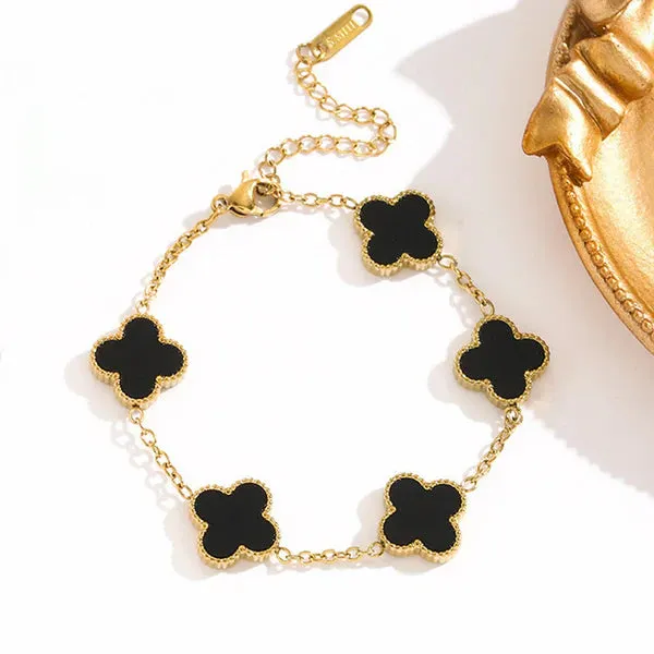 Black_Anti_Tarnish_Clover_Bracelet_For_Girls_And_Women