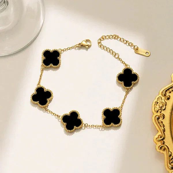 Black_Anti_Tarnish_Clover_Bracelet_For_Girls_And_Women