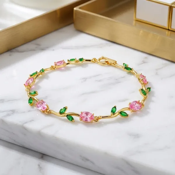 Pink_Green_Tulip_Crystal_Bracelet