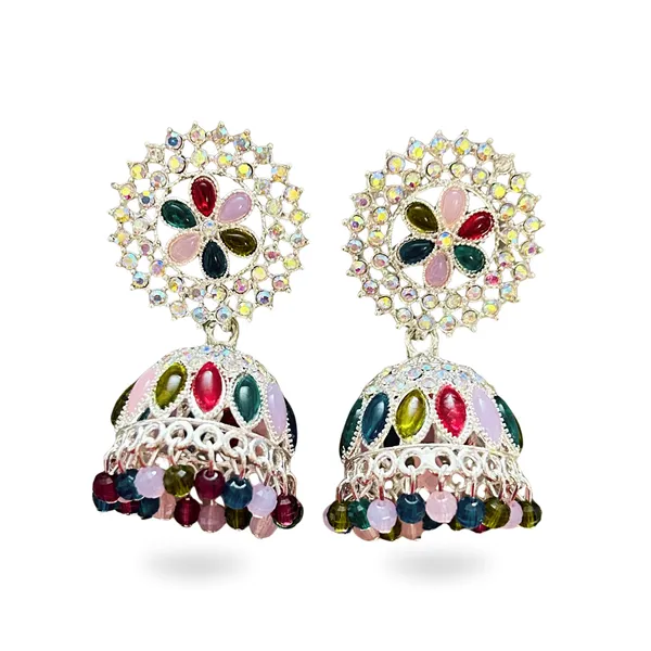 Multi_Color_Crystal_Jhumka_Earrings