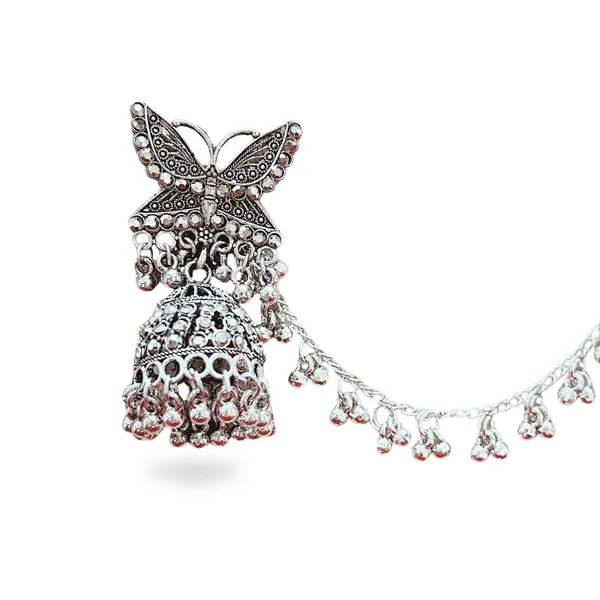 Oxidized_Silver_Butterfly_Jhumka_Earrings