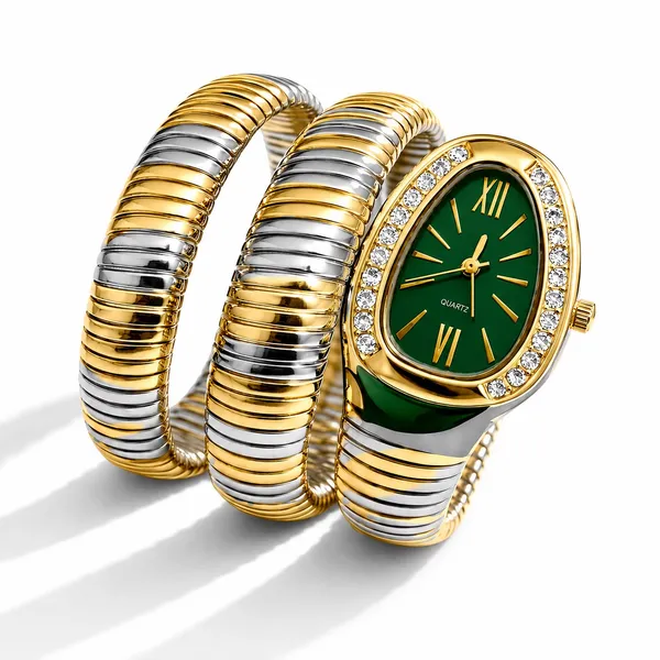 Dual_Tone_Green_Serpent_Watch_