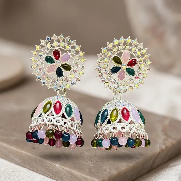 Multi_Color_Crystal_Jhumka_Earrings
