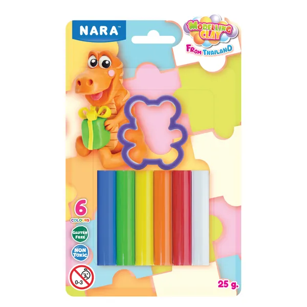 Nara_6_Colour_Soft_Modelling_Clay_With_Cutter_25_G_Pack_Of_8