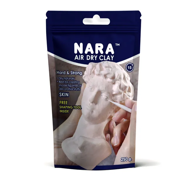 Nara_Air_Dry_Clay_White_(250_G/_Piece)_With_Sculptin_G_Tool_Pack_Of_2
