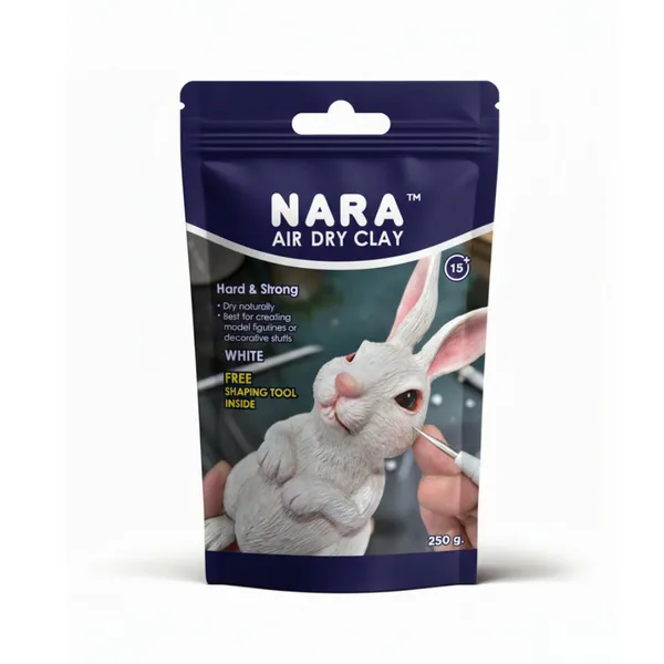 Nara_Air_Dry_Clay_White_(250_G/_Piece)_With_Sculptin_G_Tool_Pack_Of_2
