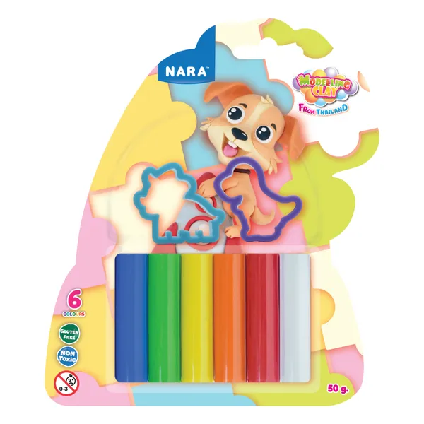 Nara_6_Colour_Soft_Modelling_Clay_With_Cutters_50_G_Pack_Of_8