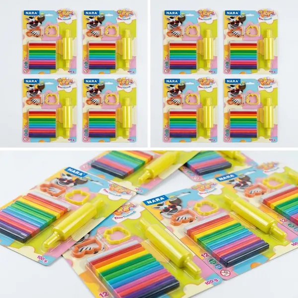 Nara_12_Colour_Oil_Based_Modelling_Clay_With_2_Cutters_100_G_Pack_Of_8