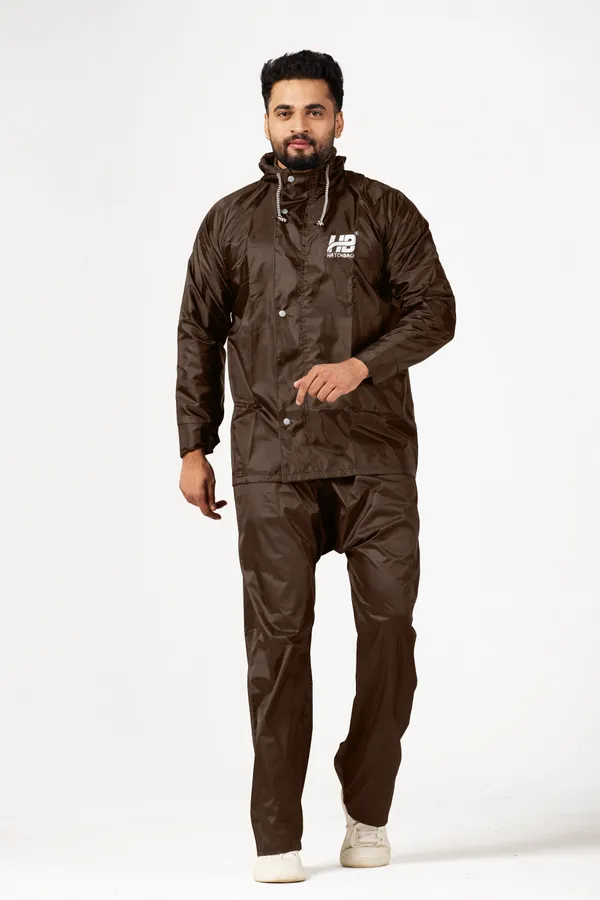 Brown_Pvc-Coated_Polyester_Men'S_Raincoat_Suit_For_Men