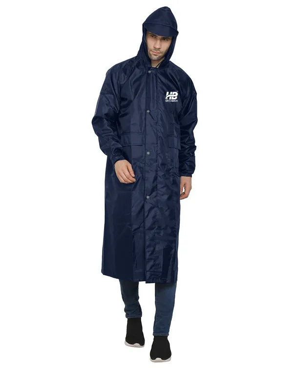 Navy_Blue_Pvc-Coated_Polyester_Full-Length_Raincoat_For_Men
