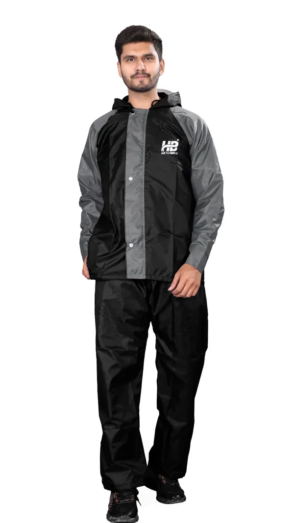 Black_And_Grey_Pvc-Coated_Polyester_Rain_Suit_For_Men