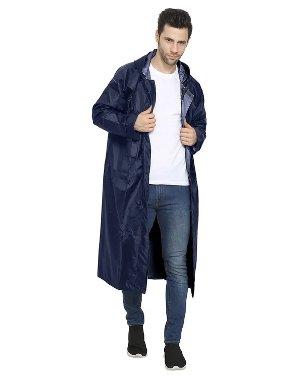 Navy_Blue_Waterproof_Nylon_Polyester_Full-Length_Raincoat_For_Men