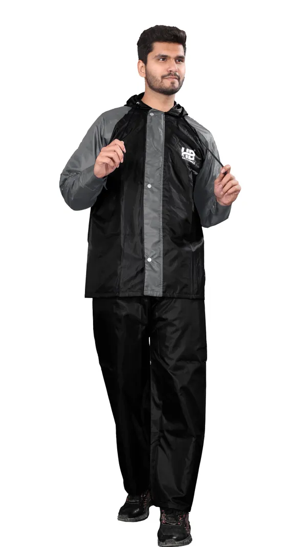 Black_And_Grey_Pvc-Coated_Polyester_Rain_Suit_For_Men