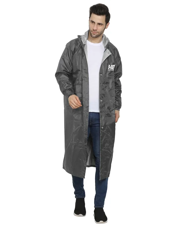 Grey_Waterproof_Polyester_Men'S_Raincoat_For_Men
