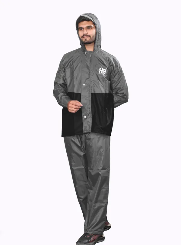 Grey_And_Black_Hd_Nylon_Polyester_Raincoat_Set_For_Men