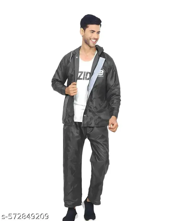 Rainset_Latest_Men's_Waterproof_Raincoat_Or_Rainsuit_Set_Includes_Top_And_Bottom_Adjustable_Hood_Inner_Mobile_Pocket_And_Storage_Bag_Polyester_Reversible_Double_Layer_Design_Breathability