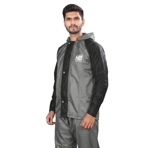 Grey_And_Black_Pvc-Coated_Polyester_Men'S_Rain_Suit_For_Men