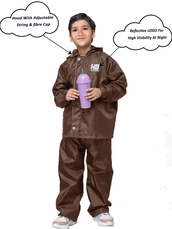 Brown_Pvc-Coated_Polyester_Kids_Raincoat_Set_For_Kids