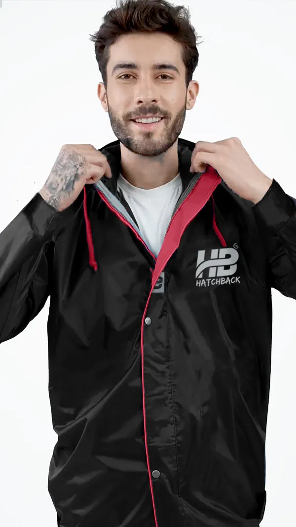Black_And_Red_Waterproof_Polyester_Rain_Jacket_For_Men