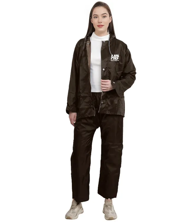 Brown_Polyester_Blend_Rainwear_Set_For_Women