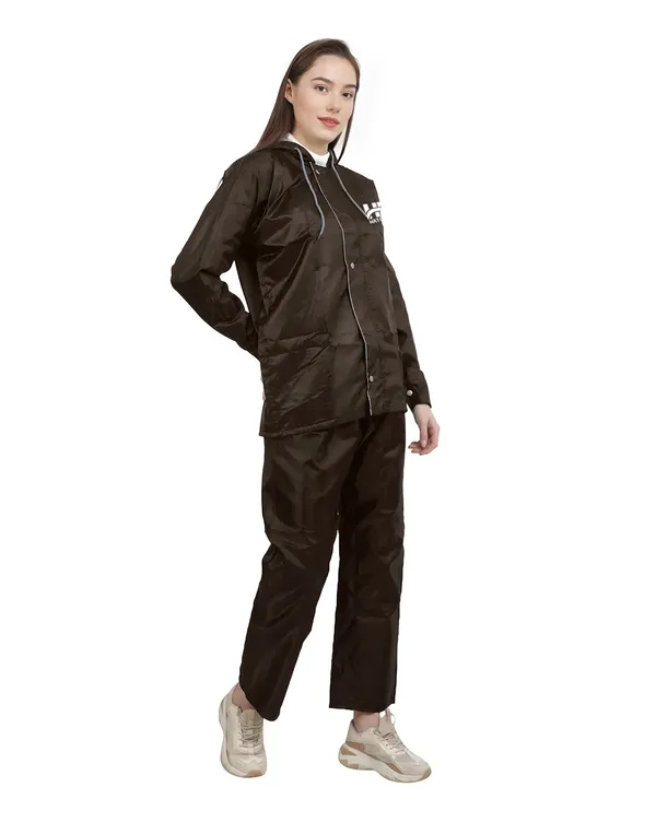 Brown_Polyester_Blend_Rainwear_Set_For_Women