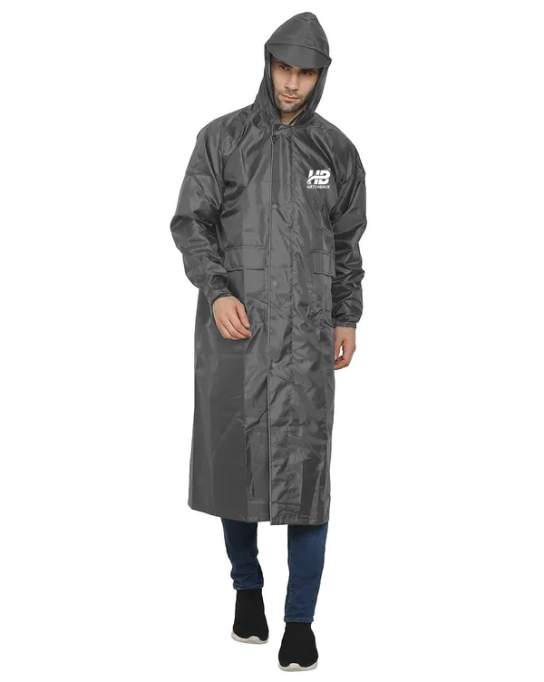 Grey_Waterproof_Polyester_Men'S_Raincoat_For_Men