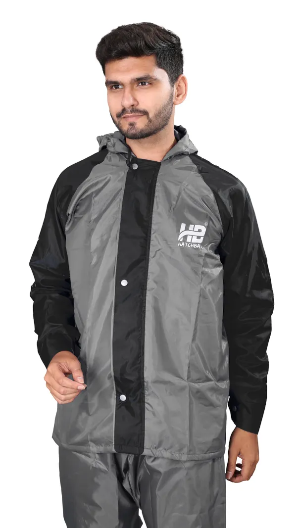 Grey_And_Black_Pvc-Coated_Polyester_Men'S_Rain_Suit_For_Men