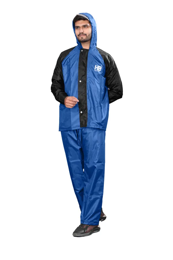 Blue_And_Black_Waterproof-Coated_Polyester_Rain_Suit_For_Men