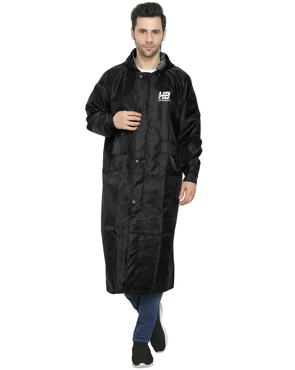 Black_Waterproof_Nylon_Polyester_Full-Length_Raincoat_For_Unisex