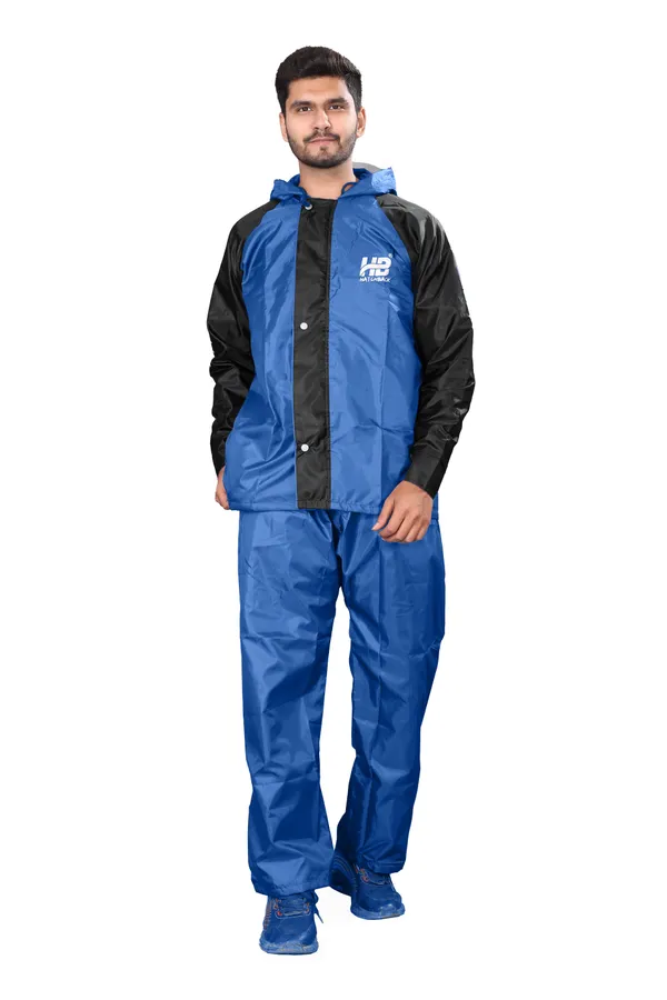 Blue_And_Black_Waterproof-Coated_Polyester_Rain_Suit_For_Men
