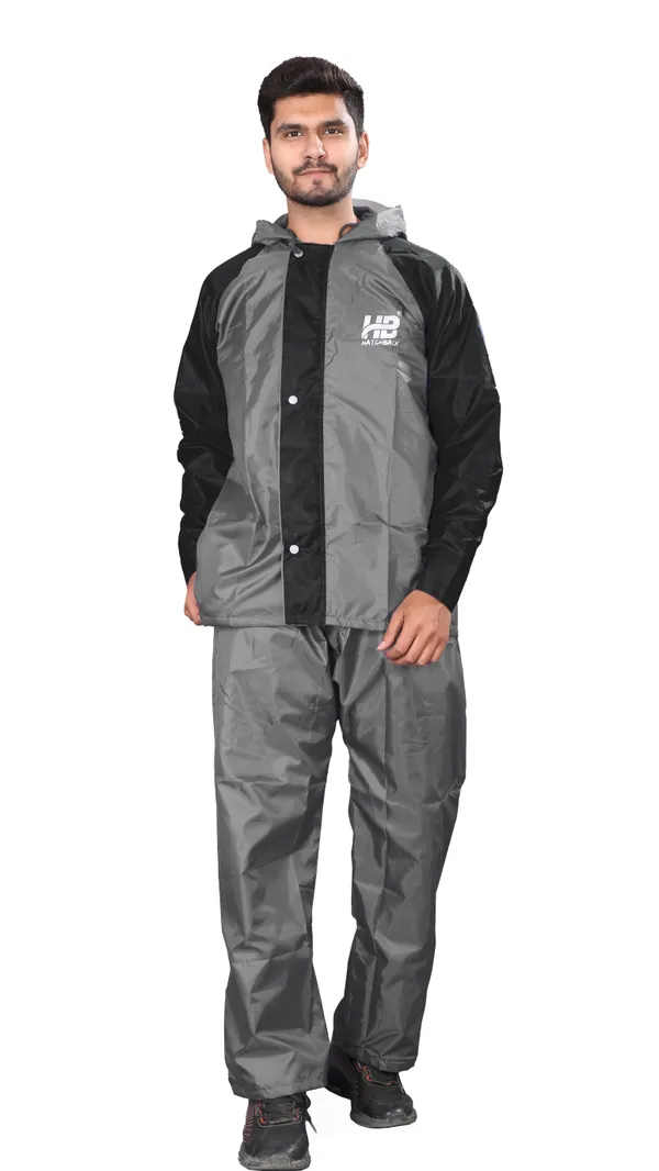 Grey_And_Black_Pvc-Coated_Polyester_Men'S_Rain_Suit_For_Men