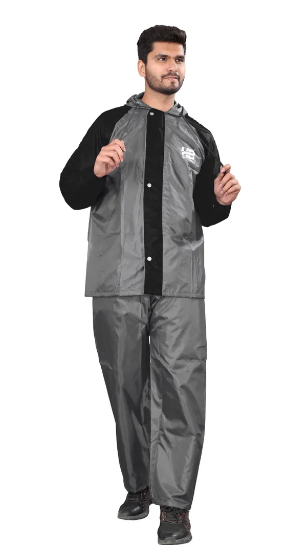 Grey_And_Black_Pvc-Coated_Polyester_Men'S_Rain_Suit_For_Men
