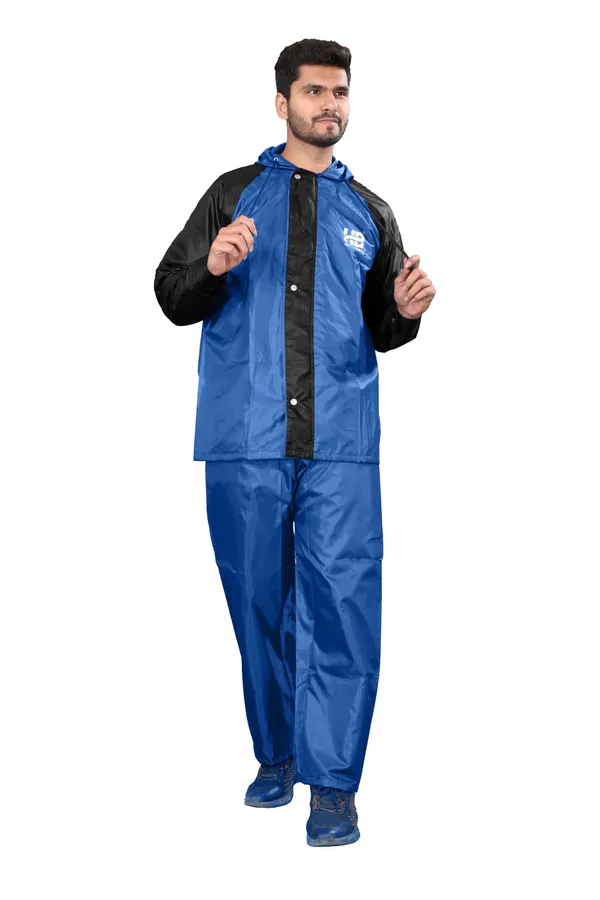 Blue_And_Black_Waterproof-Coated_Polyester_Rain_Suit_For_Men