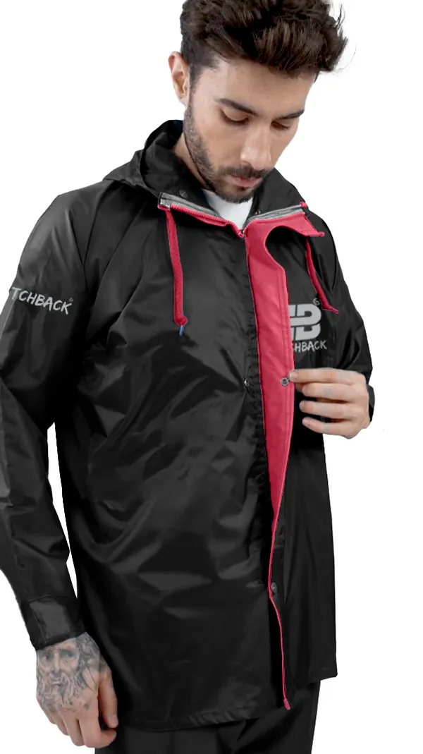 Black_And_Red_Waterproof_Polyester_Rain_Jacket_For_Men