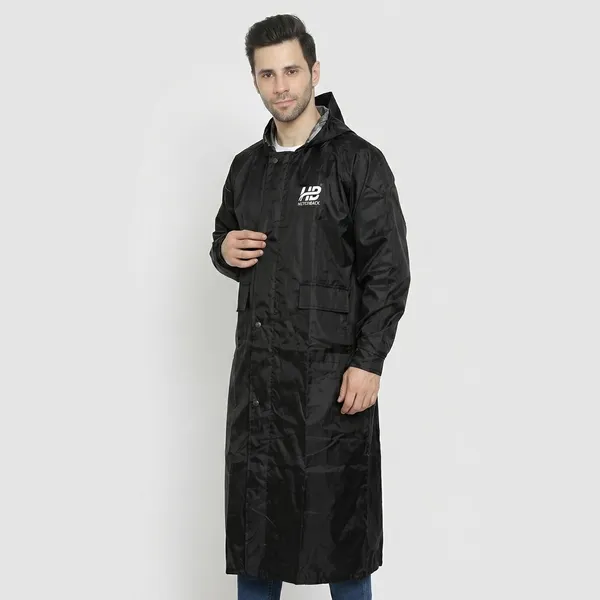 Black_Waterproof_Nylon_Polyester_Full-Length_Raincoat_For_Unisex