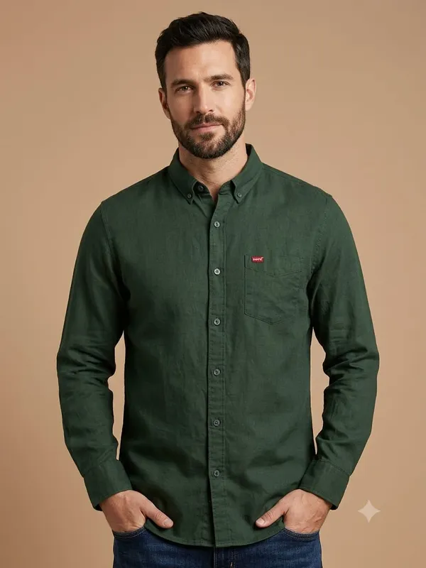 1_A_levi's_stylish_dark_green_men’s_shirt_