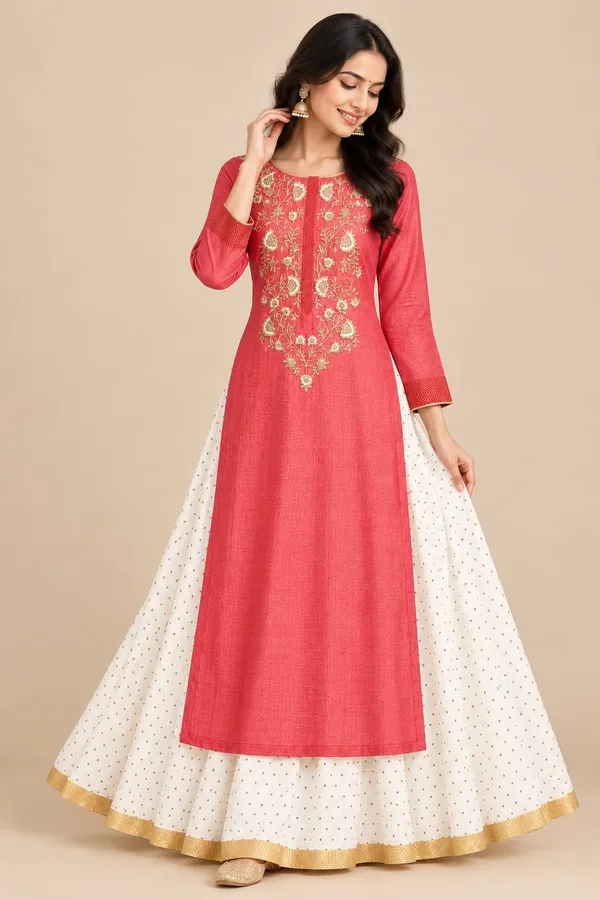 A_BIBA__cream_ANKARLI_STYLE_INNER_WEAR___beautiful_PINK_long_kurta_featuring_elegant_gold_and_ivory_floral_embroidery_