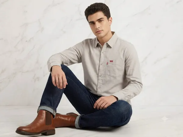 A_levi's__soft_cotton_or_cotton_twill,_with_a_subtle,_slightly_textured_finish