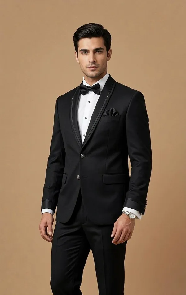 BLACK_BLAZER_ingle-breasted_two-button_closure_featuring_customized,_metallic_decorative_buttons.___