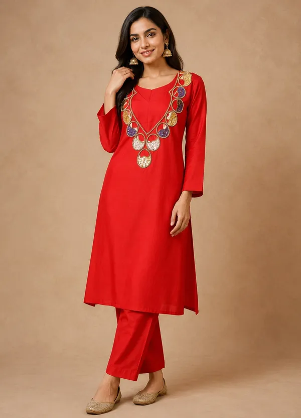Beautiful_bright_red_ethnic_3-piece_set_featuring_a_stylish,_solid-colour