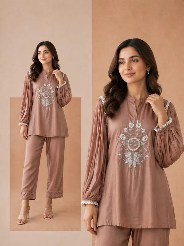 Beautiful_dusty_peach_two-piece_ethnic_set_featuring_a_sophisticated_kurta_with_delicate_embroidery.